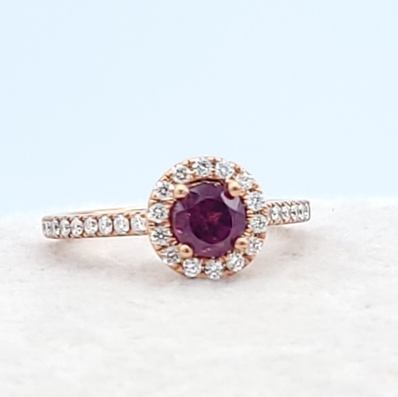 𝅺garnet diamond halo ring - Picture 14 of 17